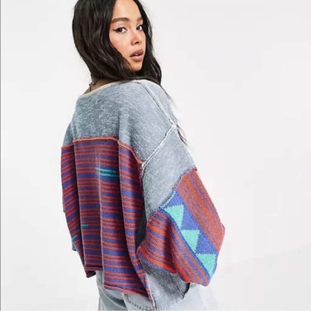 Free People patchwork pullover sweater - Picture 2 of 4